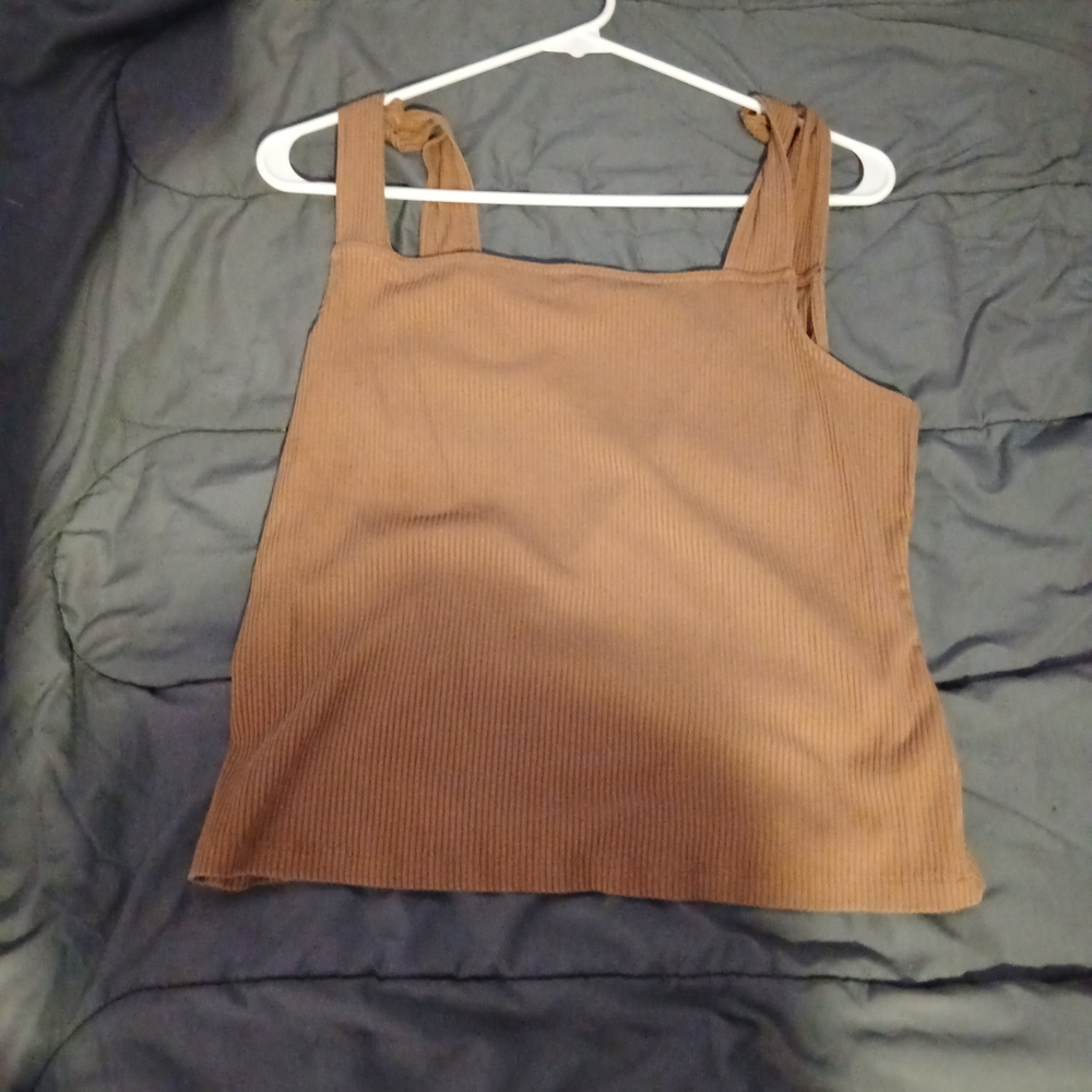 Brown Ribbed Women's Top